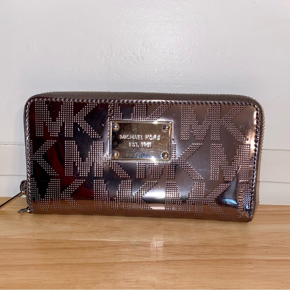 Michael Kors Metallic Silver Mirror Wallet